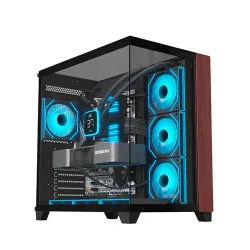 Ant Esports Crystal Wood ATX Mid Tower Cabinet With Type-C Black