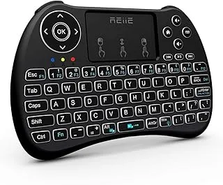 (2017 Backlit Version)REIIE H9+ Backlit Wireless Mini Handheld Remote Keyboard with Touchpad Work for PC, Raspberry Pi 2, Android TV Box , KODI, Windows 7 8 10