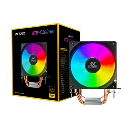 ANT ESPORTS ICE-C200 CPU Single Tower Air Cooler With Rainbow LED Fan (Black)