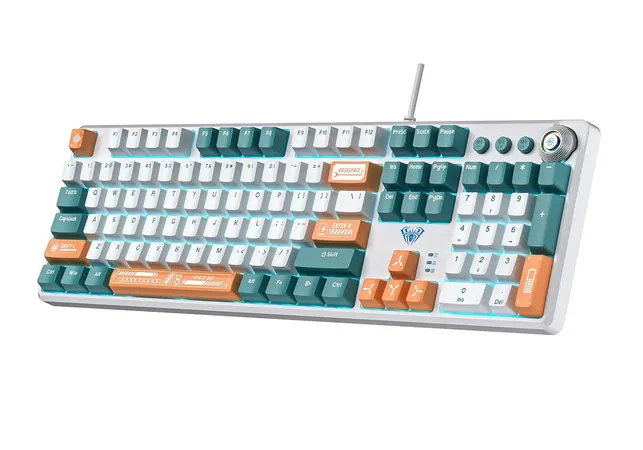 AULA F2088PRO WHITE ORANGE BLUE MECHANICAL GAMING KEYBOARD