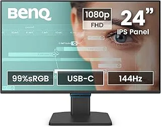 BenQ GW2490C 24" IPS 144Hz FHD Eye-Care Monitor |99% sRGB|USB-C|1500:1 Contrast|2Wx2 Speakers|Ultrathin Bezel| HDMI | DP| Flicker Free | AMD FreeSync| TÜV Rheinland 4-Star Eye Comfort(Black)