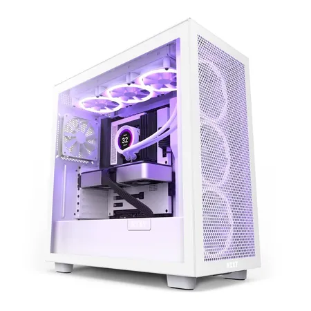 Nzxt H7 Flow Rgb Atx Mid Tower Cabinet Matte White With Rgb Fans (CM-H72FW-R1)