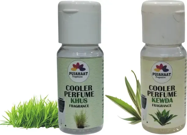 Pujahaat Cooler Perfume, Khus, Kevda Aroma Oil Khus, Kevda Cooler Perfume / Aroma Diffuser Oil or Fragrance25 ml each(2X25 ml)