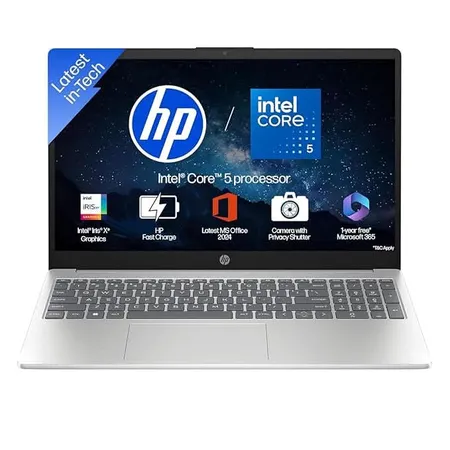 HP 15, Intel Core 5-120U(16GB DDR4, 512GB SSD) FHD, Anti-Glare, Micro-Edge, 15.6''/39.6cm, Win11, M365 Basic(1yr), Office Home24, Silver,1.59kg, FD0682TU, FHD Camera w/Privacy Shutter, Backlit Laptop