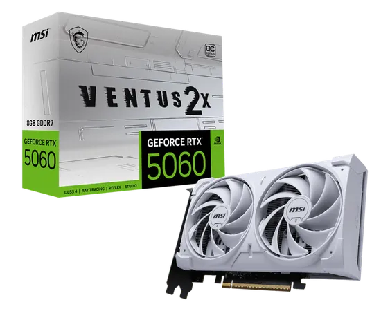 MSI RTX 5060 Ventus 2X OC White 8GB GDDR7 Graphics Card (G5060-8V2CW)