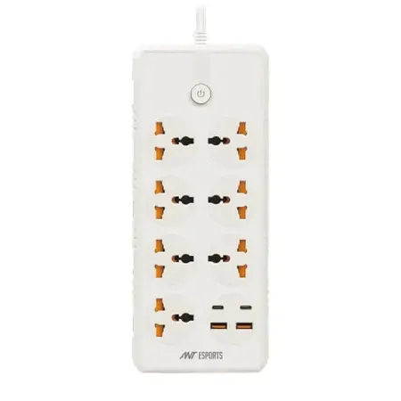 Ant Esports PS722 Power Strip With Usb Ports (White) (PS722)