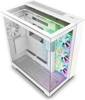 NZXT Glass H9 Elite Premium Dual-Chamber ATX Mid- Tower Computer Case/Gaming Cabinet| Support - ATX, Micro-ATX, Mini ITX | Pre-Installed 4 X 120Mm Fans - Cm-H91Ew-01 (White)