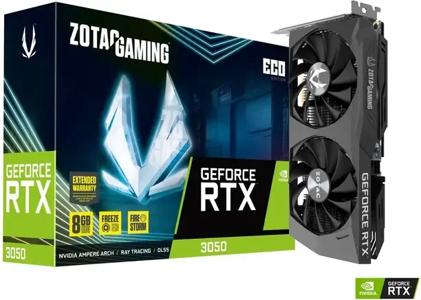 ZOTAC GAMING GEFORCE RTX 3050 ECO GDDR6 8 GB NVIDIA Chipset 128 bit 14 MHz Graphics Card