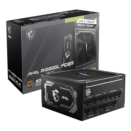 MSI MAG A1000GL PCIE5 1000W 80 Plus Gold SMPS Fully Modular ATX 3.1 Power Supply