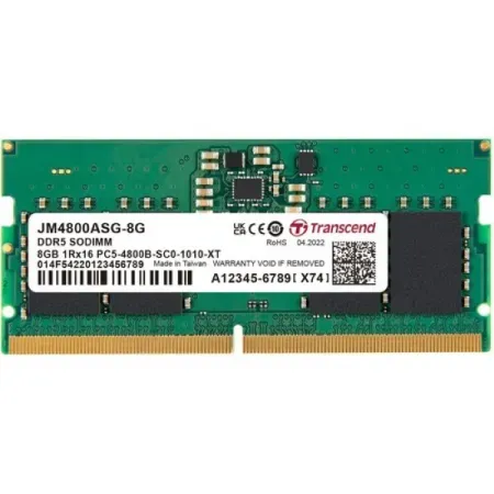 Transcend JetRam 8GB DDR5 4800 MHz Unbuffered SO-DIMM RAM Module (1 x 8GB)