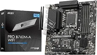MSI PRO B760M-A WiFi ProSeries Motherboard (Supports 14th/13th/12th Gen Intel Processors, LGA 1700, DDR5, PCIe 4.0, M.2, 2.5Gbps LAN, USB 3.2 Gen2, Wi-Fi 6E, mATX)