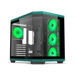 Ant Esports Crystal X11 Mid-Tower Gaming Cabinet Green with Pre-Installed 4 x 120 mm ARGB Fans