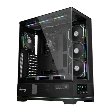 Dawg Y 990 ARGB E-ATX Mid Tower Cabinet With Pre-installed 360mm AIO Cooler (Y990-ARGB-BLACK)