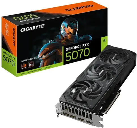 GIGABYTE GeForce RTX 5070 WINDFORCE OC SFF 12G Graphics Card, 12GB 256-bit GDDR7, PCIe 5.0, WINDFORCE Cooling System, GV-N5070WF3OC-12GD Video Card