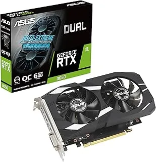 ASUS Dual NVIDIA Geforce RTX 3050 6GB OC Edition Gaming Graphics Card-pci_e_x16 4.0, 6GB GDDR6 Memory, HDMI 2.1, Displayport 1.4A, 2-Slot Design, Axial-Tech Fan Design, 0Db Technology, Steel Bracket