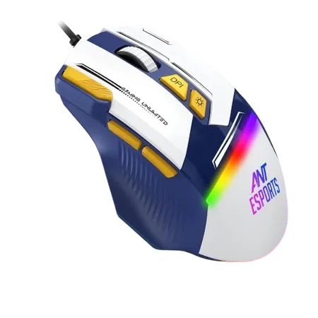 ANT ESPORTS GM333 WIRED OPTICAL ERGONOMIC DESIGN GAMING MOUSE BLACK/YELLOW/WHITE