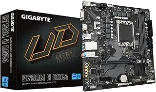 GIGABYTE B760M H DDR4 Motherboard (Intel B760/LGA 1700) Micro-ATX, PCIe 4.0, Dual M.2, 1GbE LAN, USB 3.2 Gen1