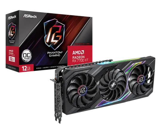 ASRock Radeon RX 7700 XT 12GB GDDR6 Graphics Card – Phantom Gaming