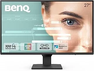 BenQ GW2790Q, 27 Inch (68.58 cm), IPS, 2K QHD 2560x1440, 100Hz, Black, 99% sRGB, 1500:1 CR, Eye-Careu, Dual HDMI, DisplayPort, Bezel-Less, Eyesafe, Wall Mountable Monitor