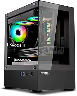 Frontech Sting Gaming Cabinet | Mid-Tower PC Case | ATX & m-ATX Support | Tempered Glass Front & Side Panel | 3 Pre-Installed 120mm RGB Fans | USB 3.0 I/O | Bottom PSU Mount (FT-4348)
