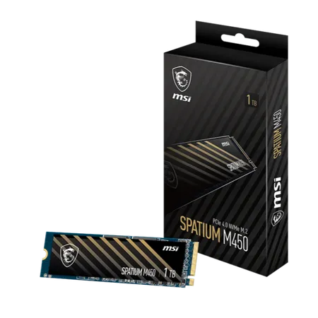 MSI SPATIUM M450 PCIe 4.0 NVMe M.2 1TB Internal Gaming SSD up to 3600MB/s 3D NAND Up to 600 TBW