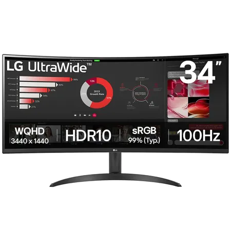LG 34 INCHES CURVED ULTRA WIDE WQHD MONITOR, BLACK- 34WR50QK-B