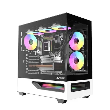 Ant Esports Crystal Spectra Mid Tower E-ATX Gaming Cabinet (Black & White)