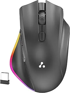 Ambrane Wireless & Bluetooth Rechargeable Mouse with RGB Lights, High 2400 DPI for Gaming, 6 Buttons, Ergonomic Comfort Design, Connects 3 Devices, Silent Click, 15 Days Battery (Sliq Glow+, Black)