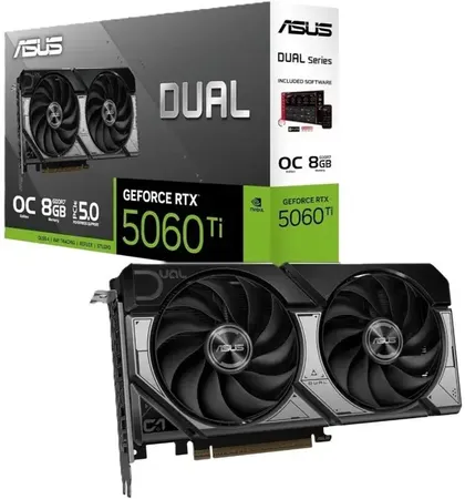 ASUS Dual NVIDIA GeForce RTX 5060 Ti 8GB GDDR7 OC Edition - Graphics Card GDDR7 8 GB NVIDIA Chipset 128 bit 2602 MHz Graphics Card