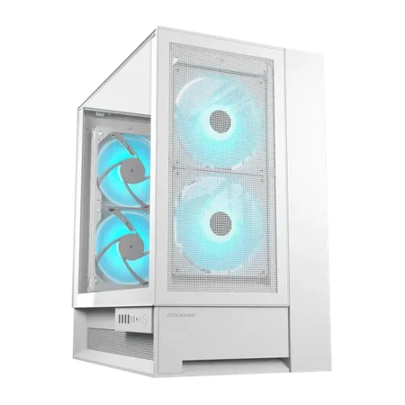 Cougar OmnyX Mid‑Tower PC Case with Omnidirectional Dynamic Flow Quad 160mm PWM Fans - White