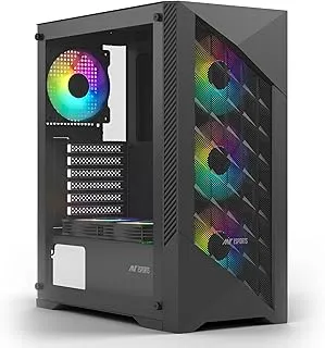 Ant Esports ICE- 270M 6F Mid-Tower Computer Case/Gaming Cabinet with Front Mesh Panel- Black | Support ATX, Micro-ATX, Mini-ITX | Pre-Installed 6 Static RGB Fans