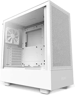 NZXT Tempered_Glass H5 Flow RGB Compact ATX Mid-Tower Computer Case/Gaming Cabinet|Support Mini-Itx,Micro-ATX,ATX|Pre-Installed 2 X 140Mm Front Fans,1 X 120Mm Rear&Bottom Fans-Cc-H51Fw-R1 (White)