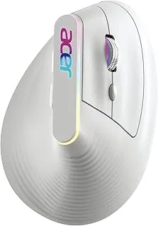 acer Ergo Vertical Wireless Mouse | Silent 6D Buttons & Scroll Wheel | 4 DPI Setting 1200-3200 | 2.4GHz + Bluetooth Dual Mode | Rechargeable 500mAh Battery | ABS I RGB Glow | Ergonomic Design I White