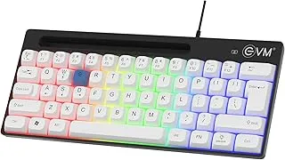 EVM EnHype Wired Keyboard 62 Keys, Rainbow LED Backlit, 19 Anti-Ghosting Keys, Mobile Stand, Smooth Keystrokes, Compact Layout, Plug & Play, for PC, Laptop, Gaming Setup - 1-Warranty (EVM-WLK-612)
