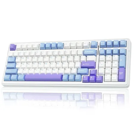 AULA F99 BLUE WHITE GRAYWOOD SWITCH MECHANICAL GAMING KEYBOARD
