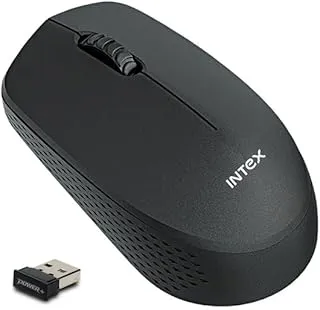 Intex Power+ 2.4GHz Wireless Mouse for PC, Laptop, Mac - Long Battery Life Optical Mouse with Nano USB Receiver, 1000 DPI Precision Tracking, Portable & Ergonomic Design (Black)