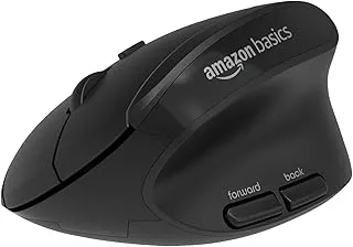 amazon basics Pro Series 2.4G Wireless Ergonomic Mouse for PC, Mac, Laptop | 4 Adjustable DPI Settings Up to 2400 | Shortcut Buttons (Black)