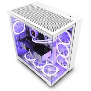 NZXT H9 Flow Tempered Glass Large Dual-Chamber Mid-Tower ATX Airflow Case-White