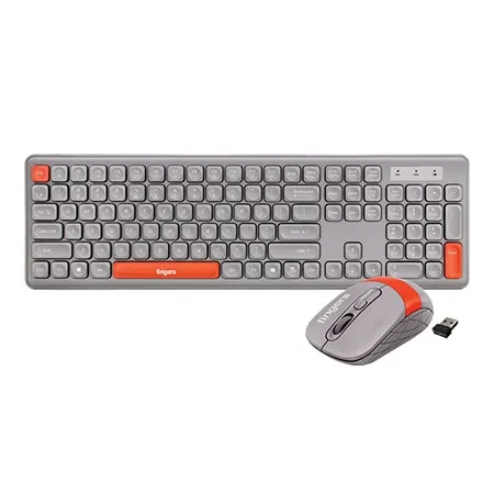 Fingers Exquisite Rangeela Series Pearl Grey and Orange Wireless Keyboard Mouse Combo
