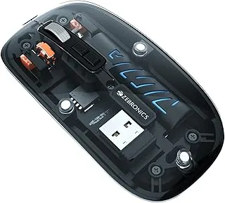 ZEBRONICS Glassy 10 Wireless Mouse, Dual Mode (2.4GHz + BT), Upto 1600 DPI, Silent Operation, 5 Buttons, Type-C Charging, Comfortable & Ergonomic, for Mac | Laptop | Computer (Black)
