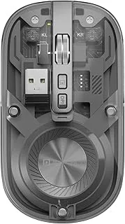 Portronics Toad 8 Transparent Wireless Bluetooth Mouse with Dual Wireless (BT + 2.4 GHz), Rechargeable Battery, Noise-Free Clicking, Show/Hide Desktop, Multi-Device Pair, Adjust Sensitivity (Grey)