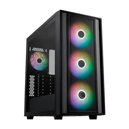 Cooler Master MasterBox 600 ARGB E-ATX Tempered Glass Side Panel Mid Tower Gaming Cabinet - Black