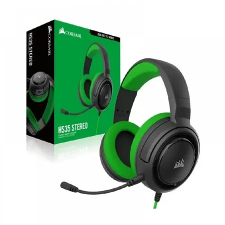 CORSAIR HS35 3.5mm Wired Stereo Gaming Headphones With Mic ( Green ) ( PC/Mobile/Mac/Xbox )