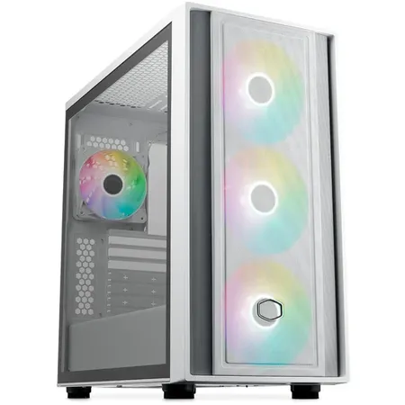 Cooler Master MasterBox 600 ARGB E-ATX Tempered Glass Side Panel Mid Tower Gaming Cabinet - White