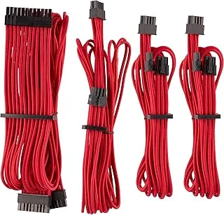 Corsair Premium Individually Sleeved PSU Cables Starter Kit – Red, 2 Yr Warranty, for Corsair PSUs