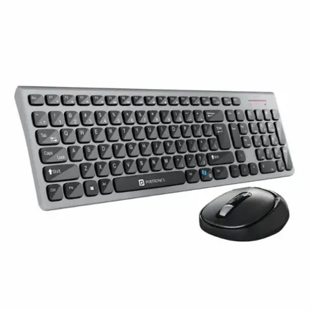 Portronics Key7 Combo Wireless Keyboard & Mouse Set with 2.4 GHz USB Receiver, 10m Working Range, 12 Shortcut Keys, Adjustable DPI, 10 Million Key Life & Click Life for PC, Laptop, Mac – Grey + Orange