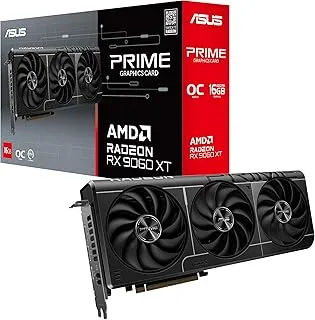 ASUS Prime Radeon RX 9060 XT 16GB GDDR6 OC Edition Graphics Card (PCIe 5.0, HDMI/DP 2.1, 2.5-Slot Design, axial-tech Fans, Dual Ball Fan Bearings, Dual BIOS, GPU Guard)