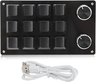 Gugxiom 12 Key Macro Pad with Knob, Green Axis Macro Mechanical Keyboard with 50 Million Keystroke Life, Multifunction DIY Programmable Keypad for Office Games etc.(Black)
