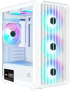 Ant Esports 205 Mini 6F Mini-Tower Computer Case/Gaming Cabinet - White | Support Micro-ATX, Mini-ITX | Pre-Installed 6 ARGB Fans