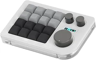KEEBMONKEY Megalodon Triple Knob Macro Pad Programmable Designer Mini Keyboard 16 Keys (White)